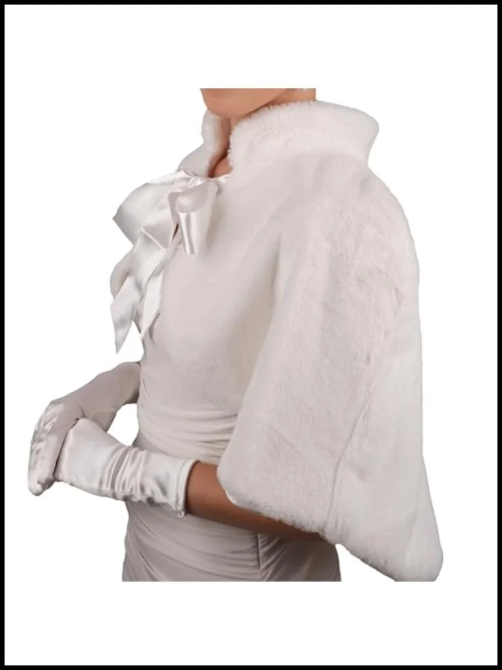 Faux Fur Shawl Wrap Stole Bride Bridesmaid Wedding Evening Party Cape
